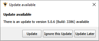 Modal Window Update Available